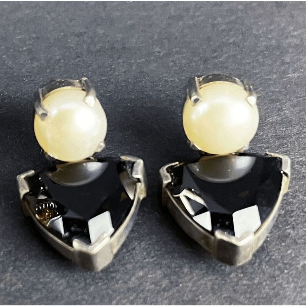 Vintage Art Deco Pearl and Smoky Quartz Earrings